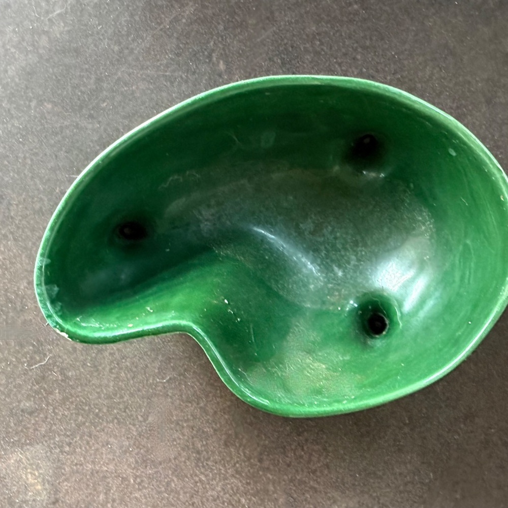 Vintage MCM Green Speckled kidney Shape Planter - Picture 4 of 5